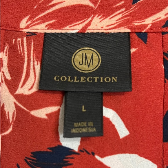 JM Collection Red Floral Blouse Size L - Picture 2 of 9